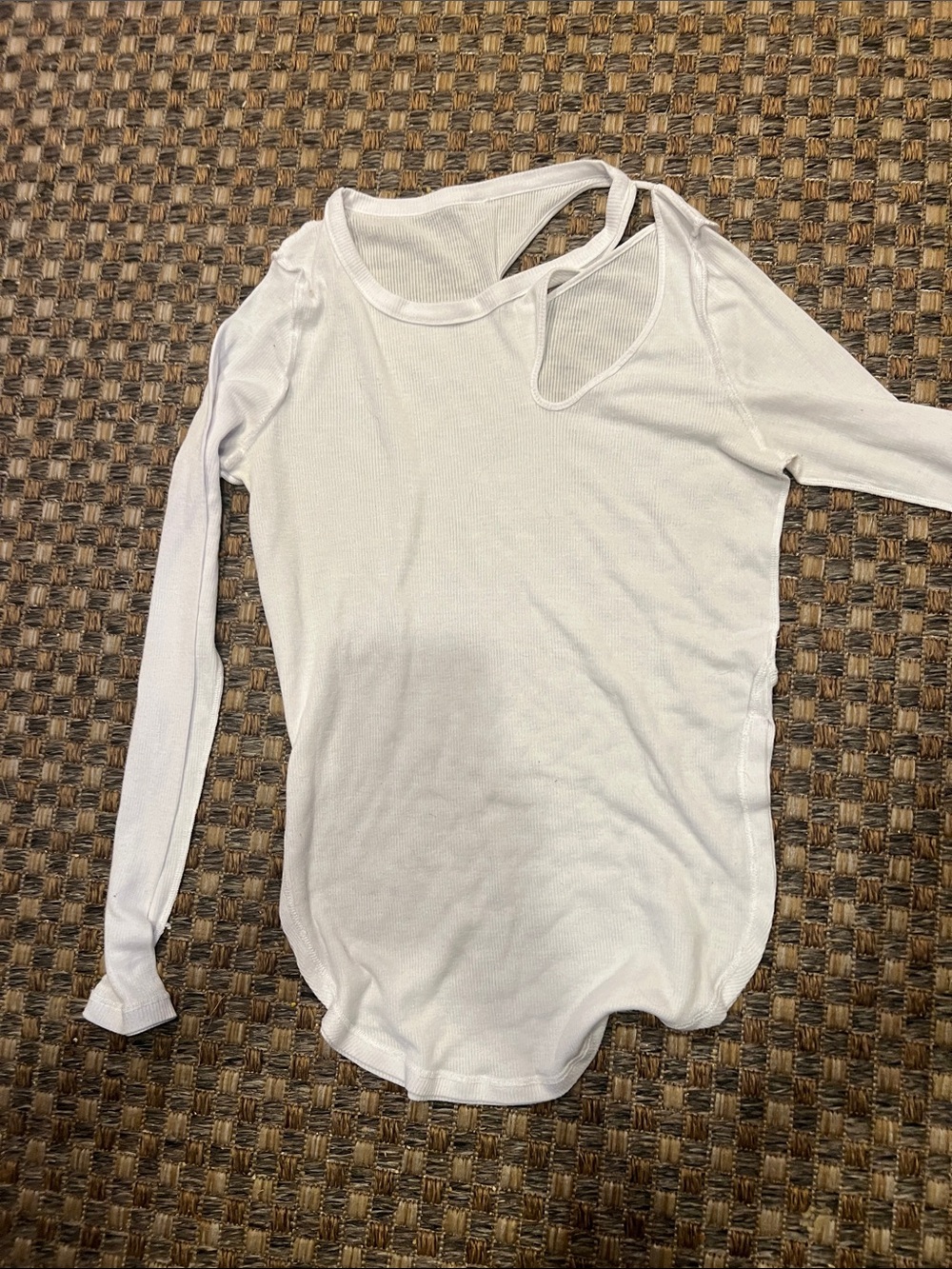 ALO White Long-Sleeve Asymmetric Cutout Top ALO small